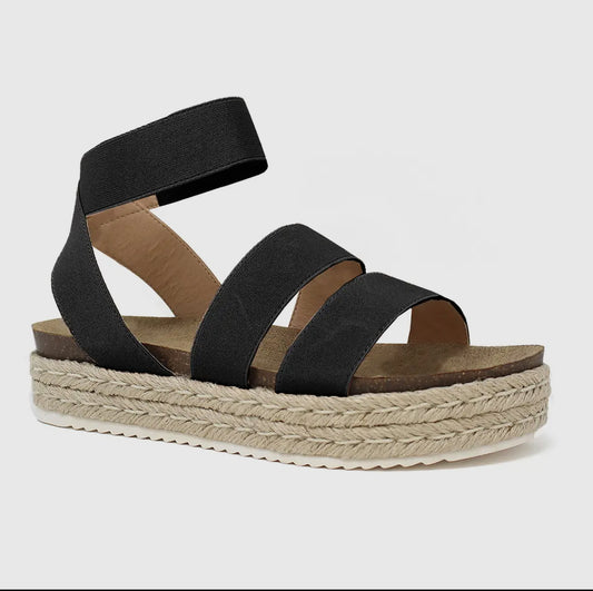 Strapped Black Platform Sandal