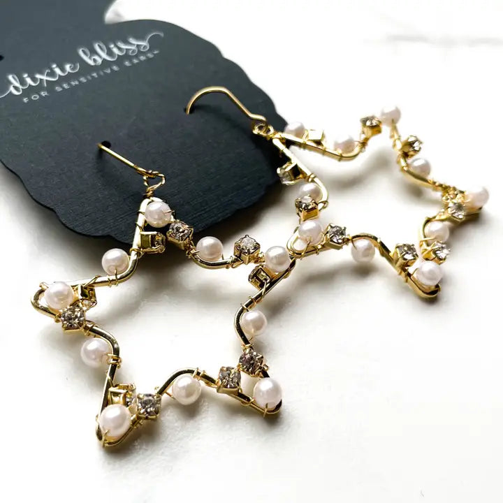 Pearl and Diamond Star Earrings