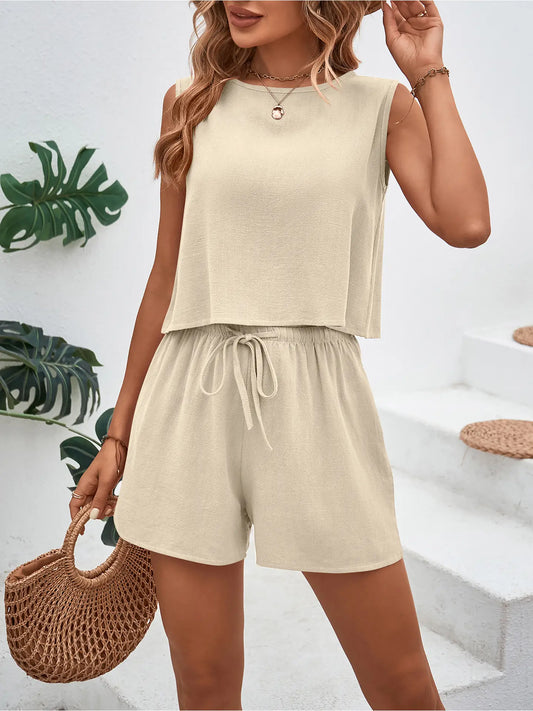 Linen Crop and Short Set